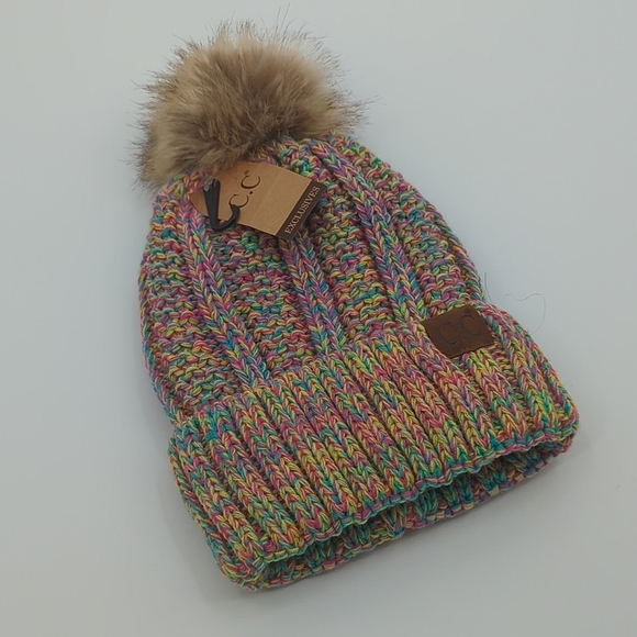 C.C Melange Lined Warm Multicolor Beanie Hat - Picture 1 of 4
